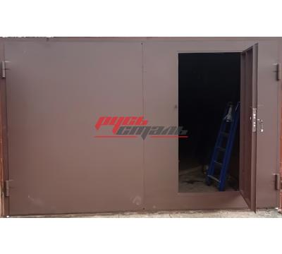 металлические ворота с калиткой, отделка нитроэмаль, модель ВГМ - 29